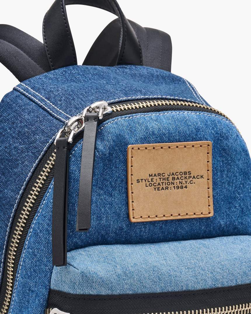 mochila média biker colorblock denim
