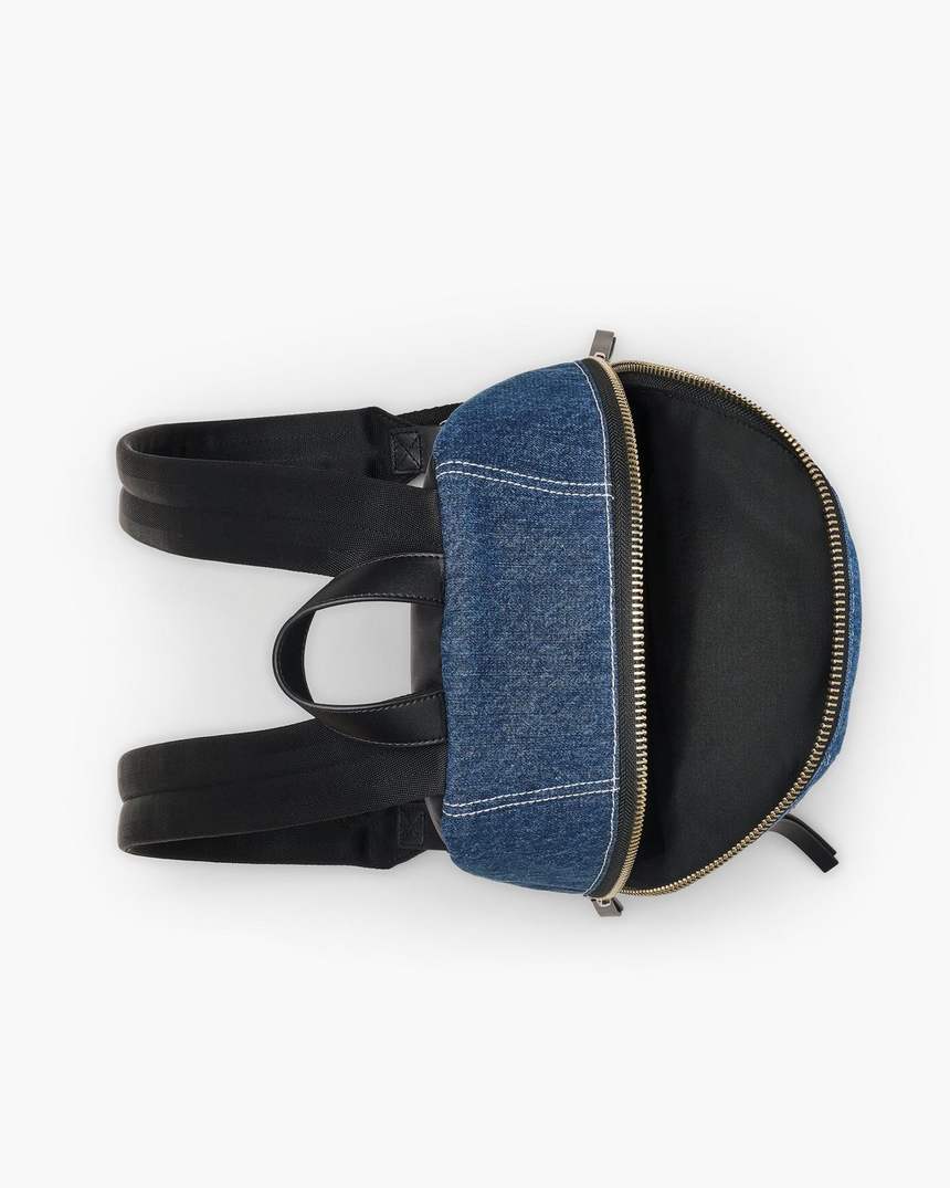 mochila média biker colorblock denim