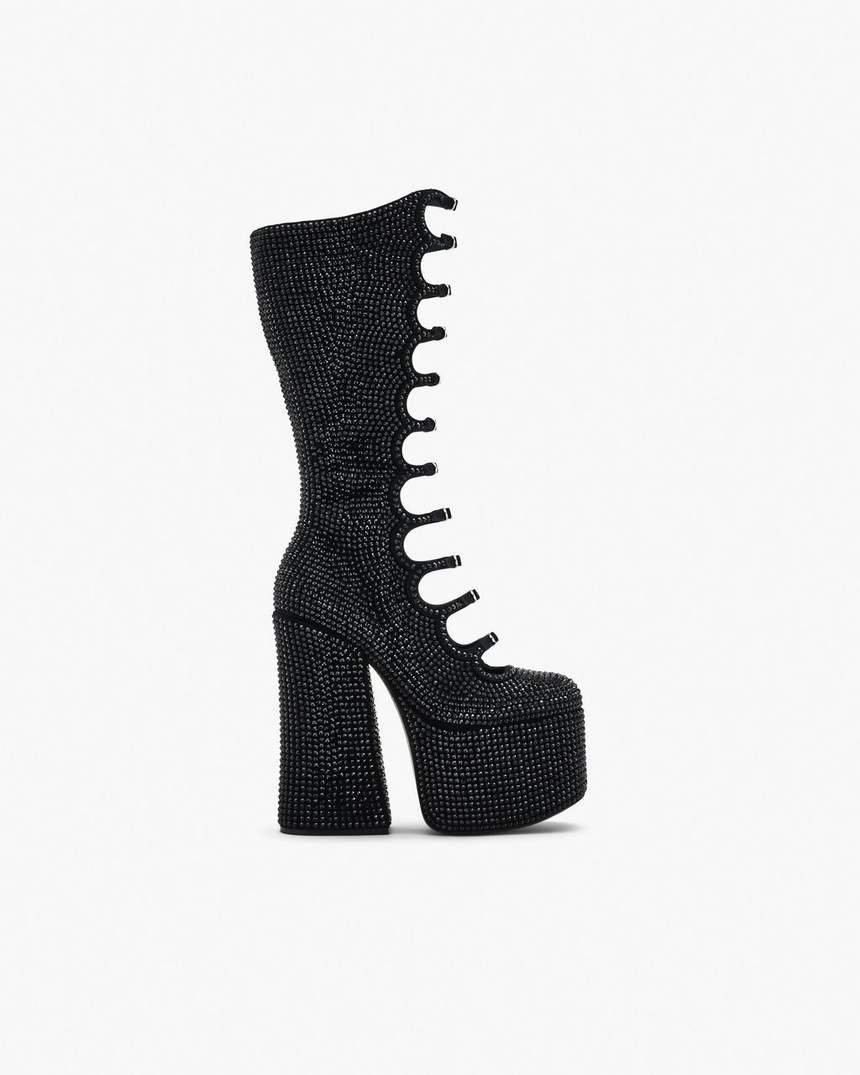 bota kiki de cano alto com strass