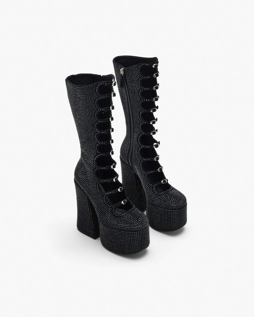 bota kiki de cano alto com strass