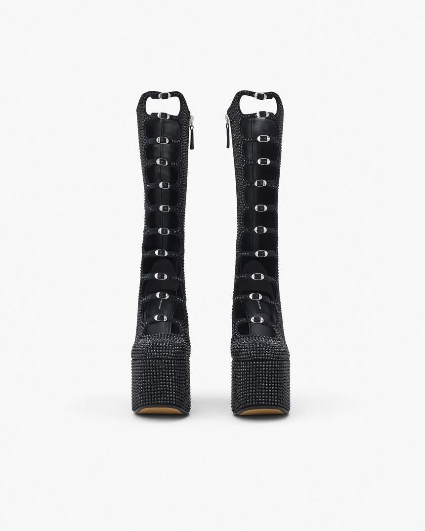 bota kiki de cano alto com strass