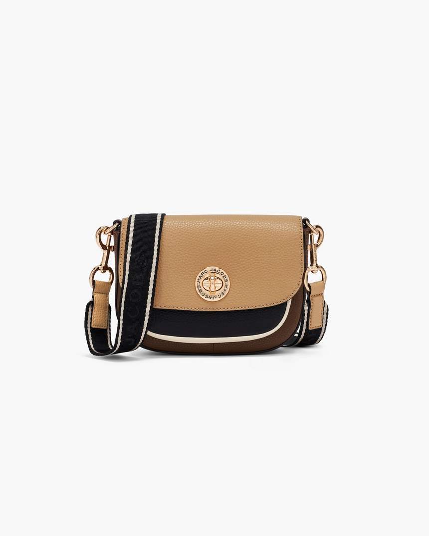 bolsa de selim pequena signet turnlock em blocos de cores