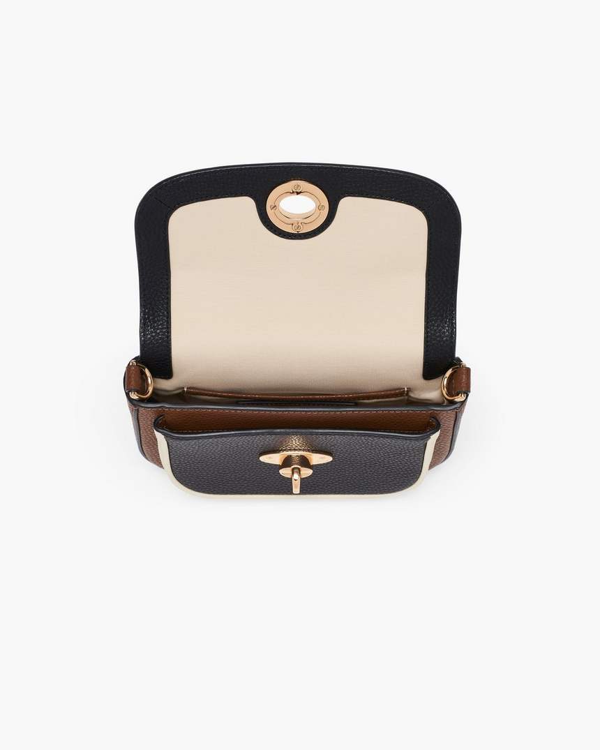 bolsa de selim pequena signet turnlock em blocos de cores