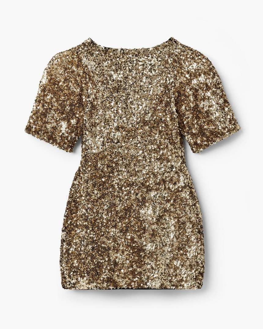 vestido de malha com decote em v e lantejoulas