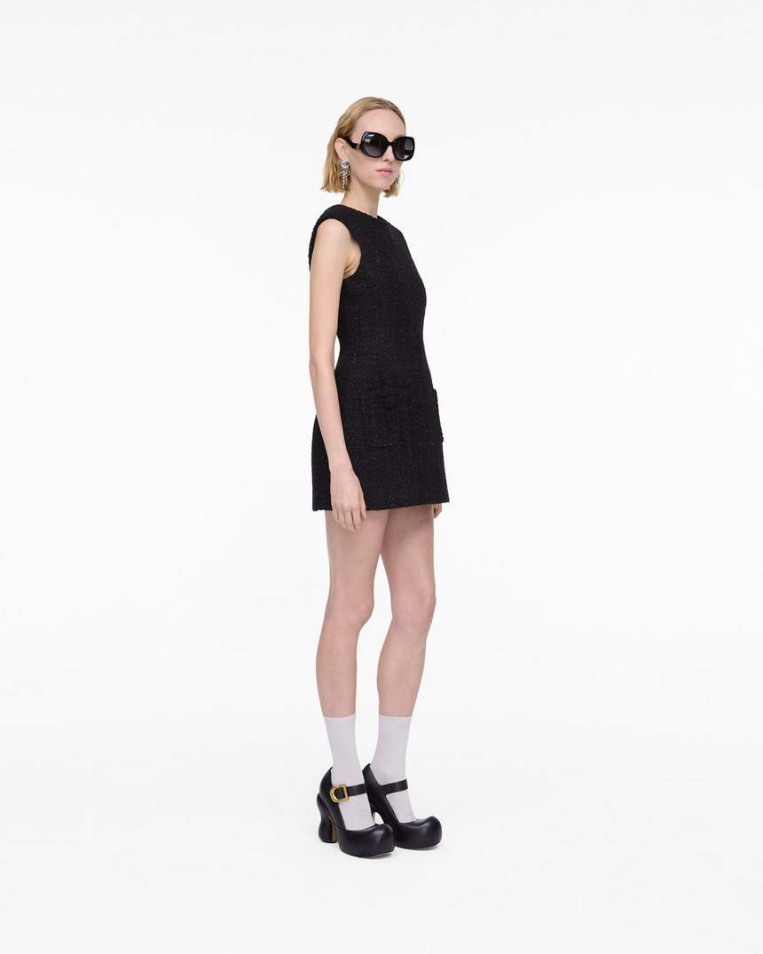vestido escultural de tweed