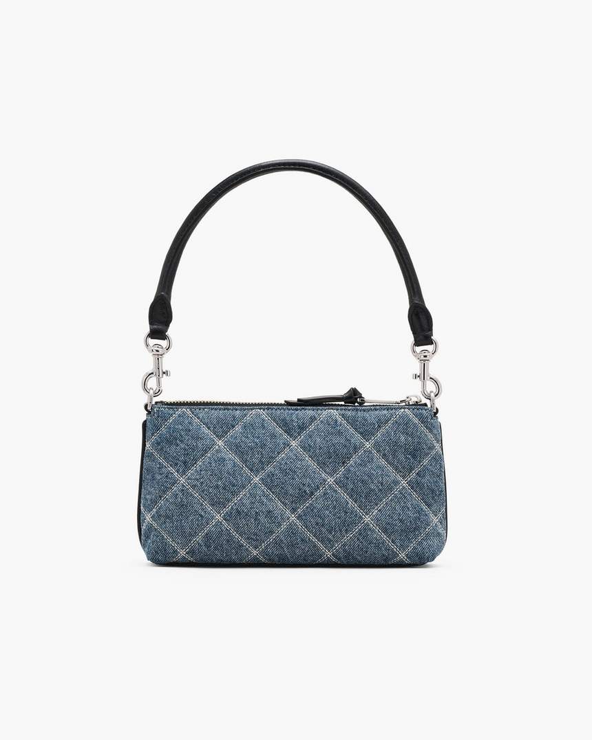 bolsa de ombro conversível em denim acolchoado