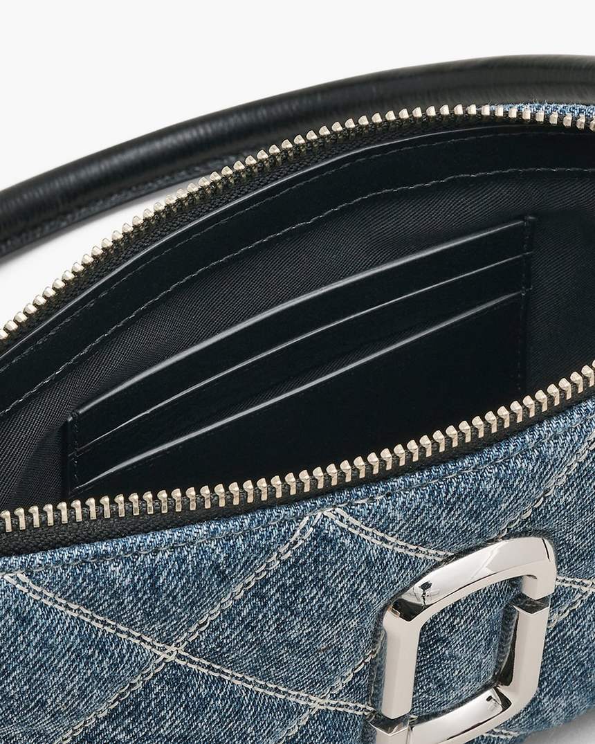 bolsa de ombro conversível em denim acolchoado
