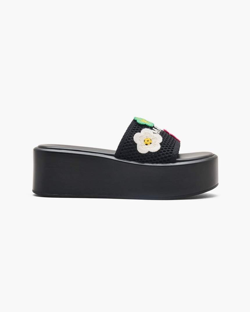sandália plataforma de crochê daisy