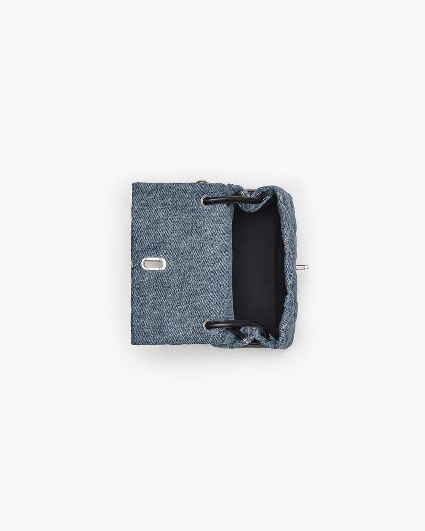 bolsa de ombro dupla mini em jeans acolchoado