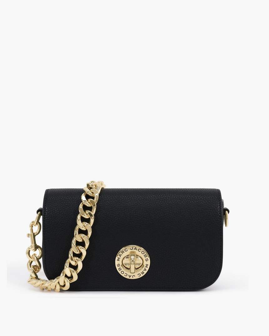 bolsa de ombro com corrente e fecho giratório signet