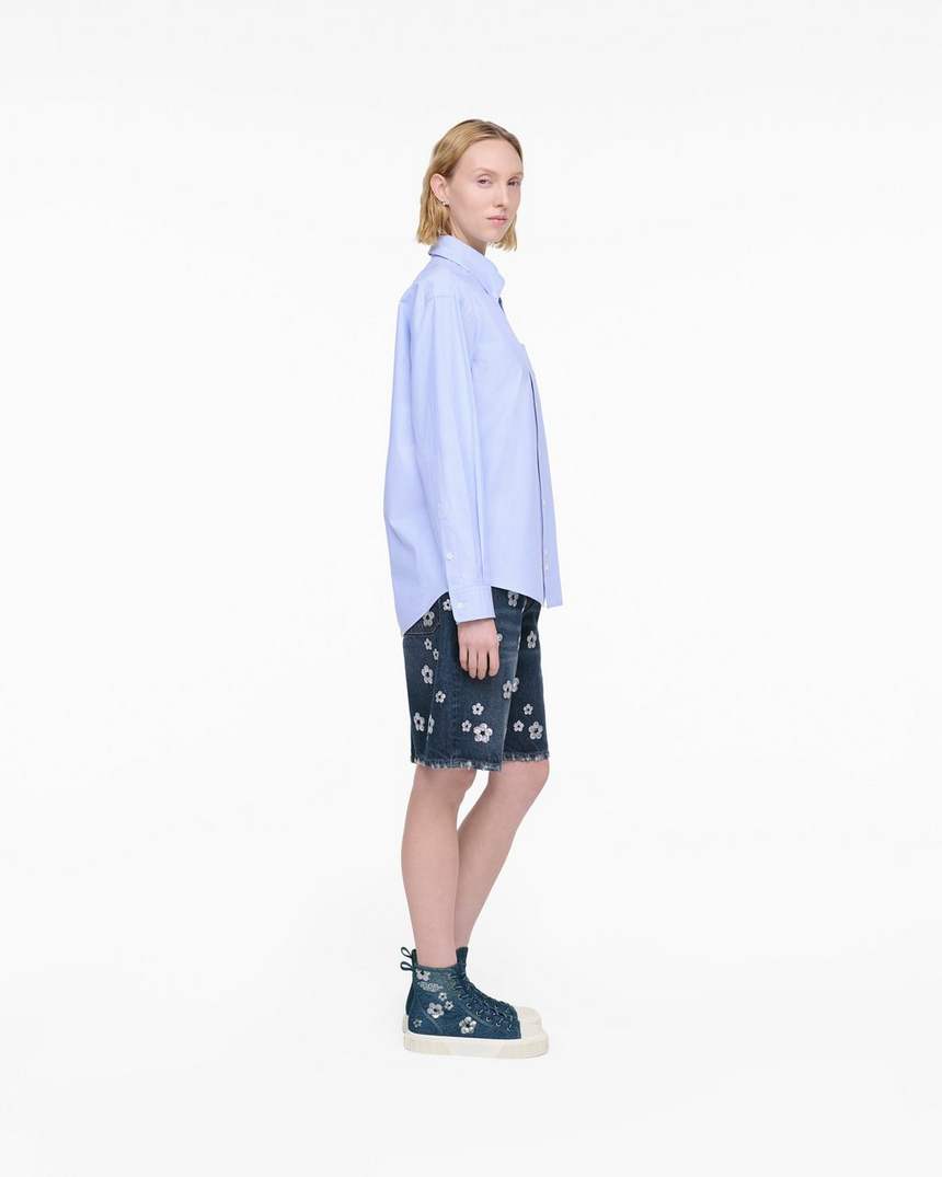 tênis de cano alto jeans com lantejoulas e margaridas