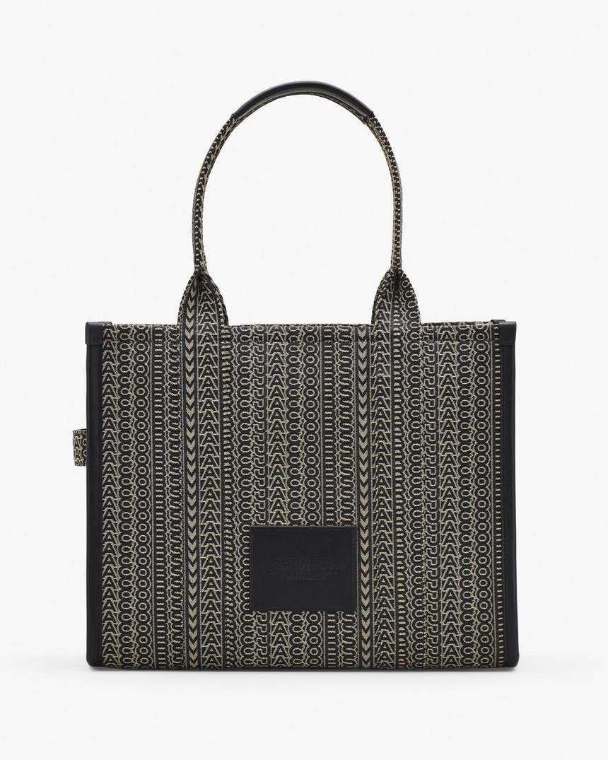 bolsa tote grande com estampa jacquard monogramada