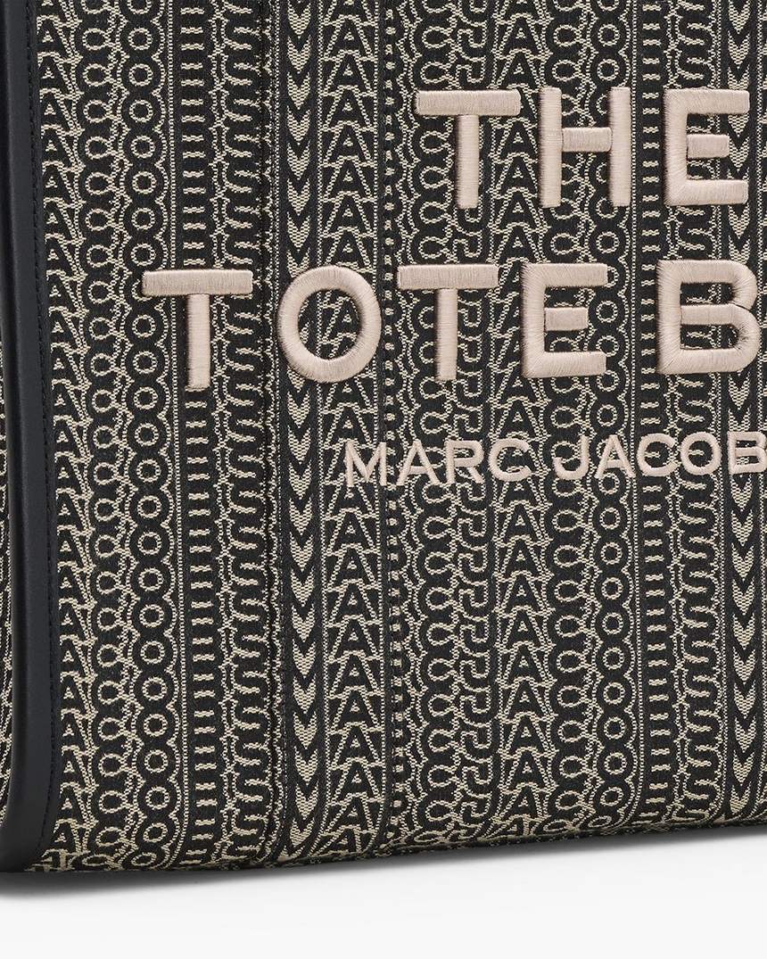 bolsa tote grande com estampa jacquard monogramada