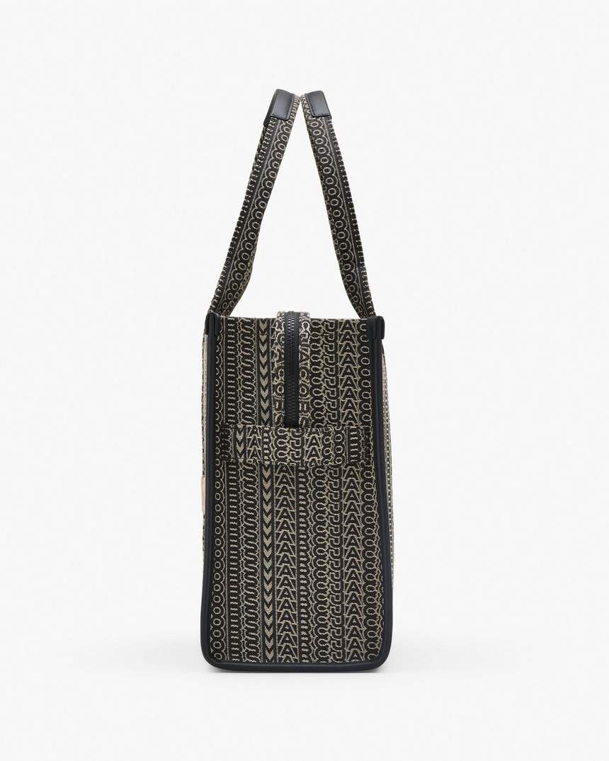 bolsa tote grande com estampa jacquard monogramada