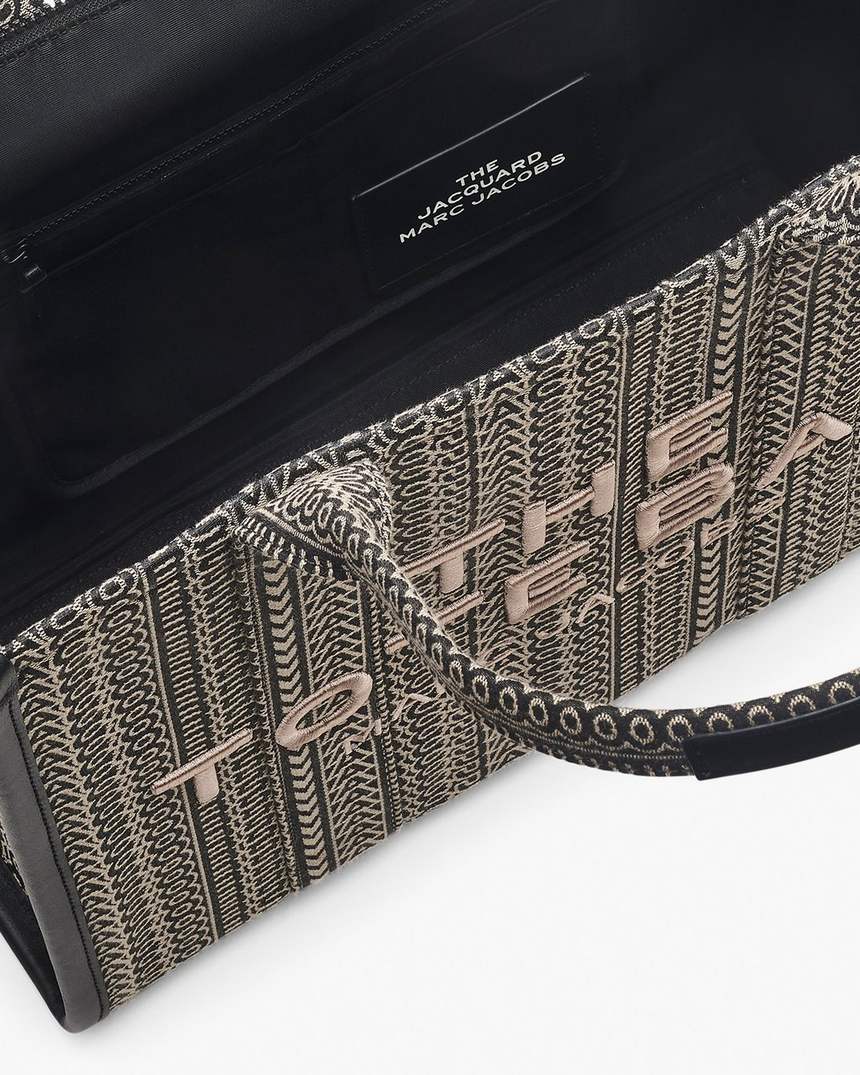 bolsa tote grande com estampa jacquard monogramada