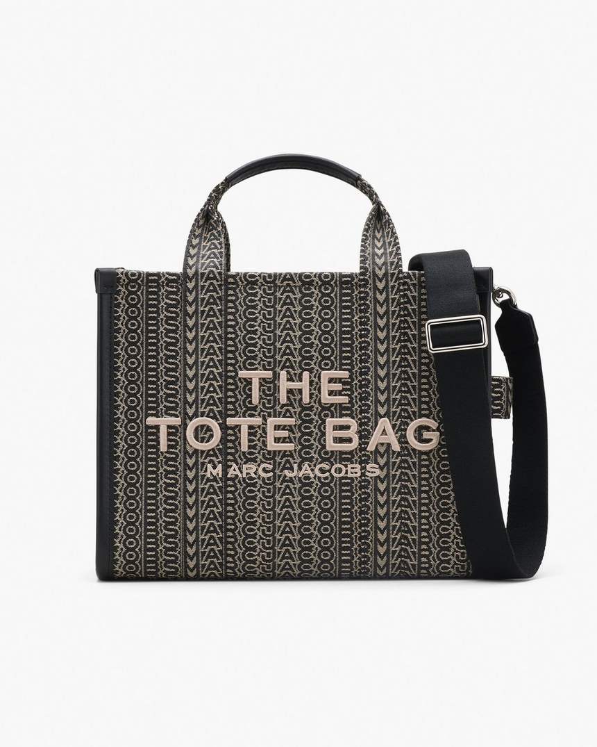 bolsa tote média com jacquard monograma