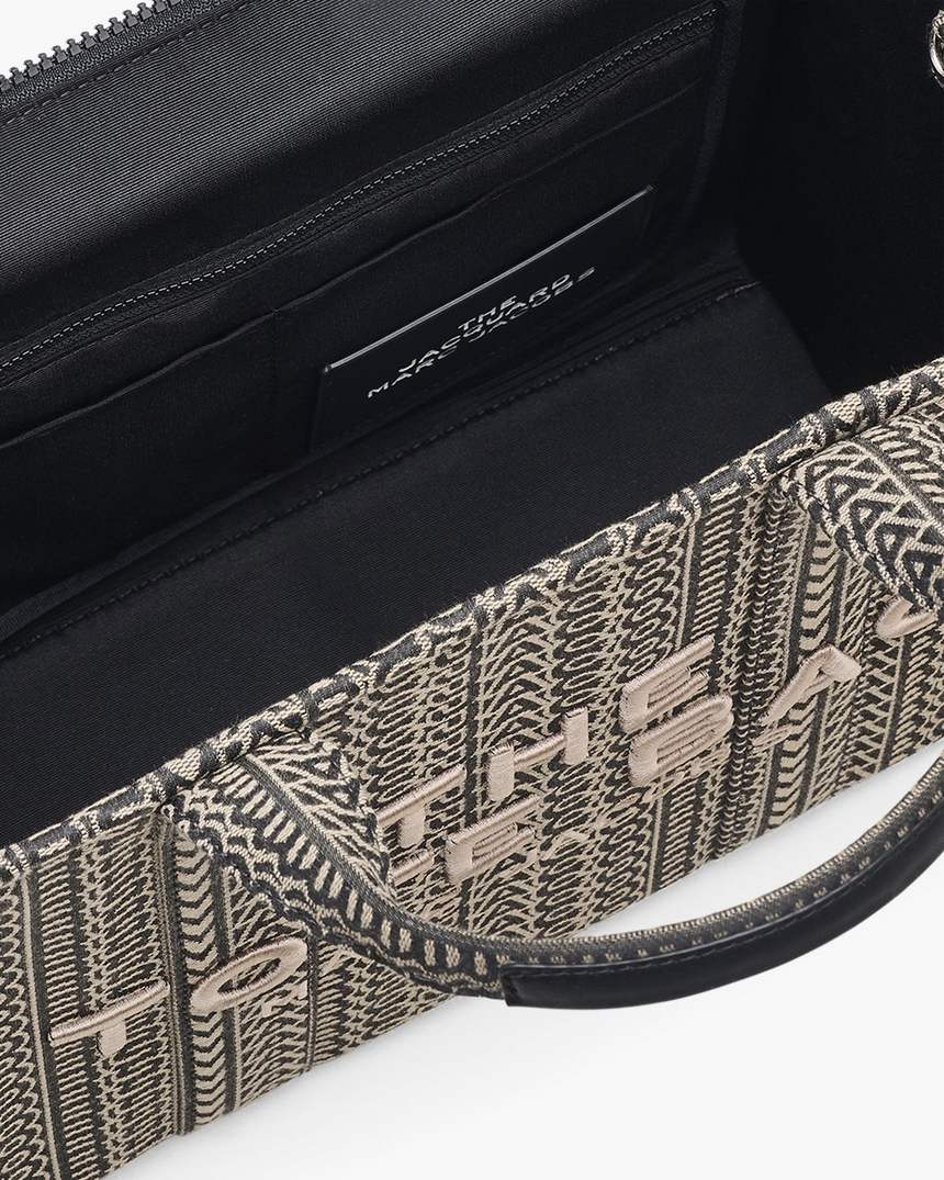 bolsa tote média com jacquard monograma