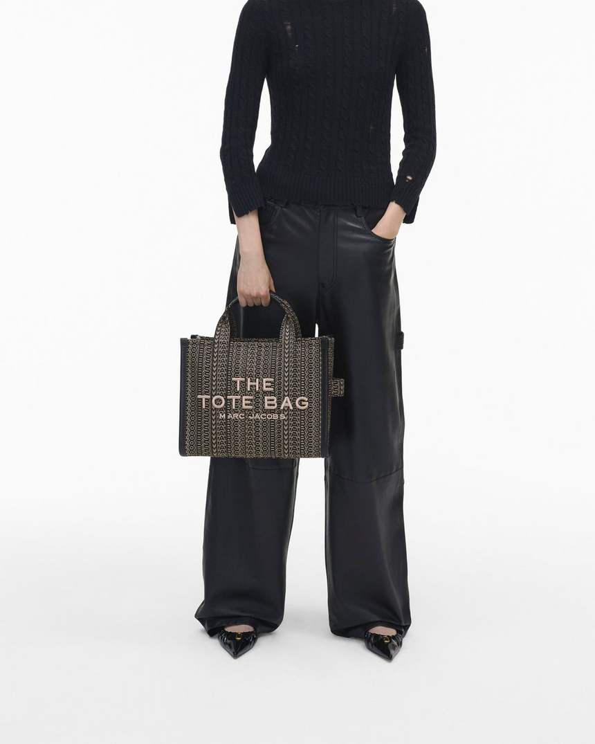 bolsa tote média com jacquard monograma