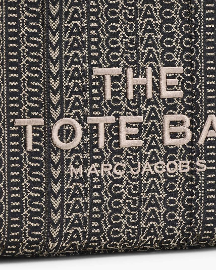 bolsa tote pequena com estampa jacquard monogramada