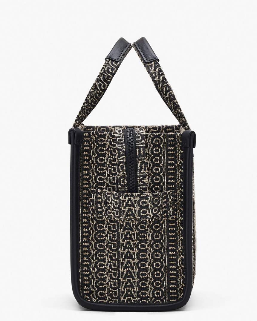bolsa tote pequena com estampa jacquard monogramada