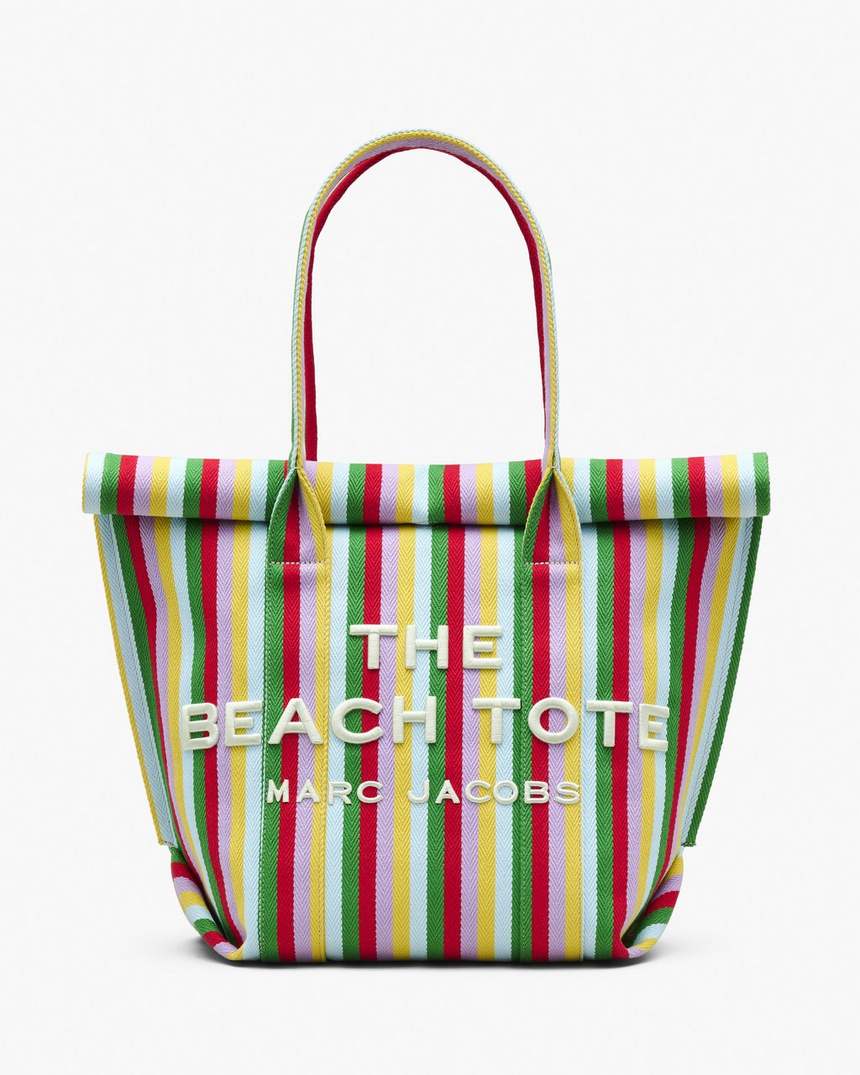 bolsa de praia listrada em jacquard