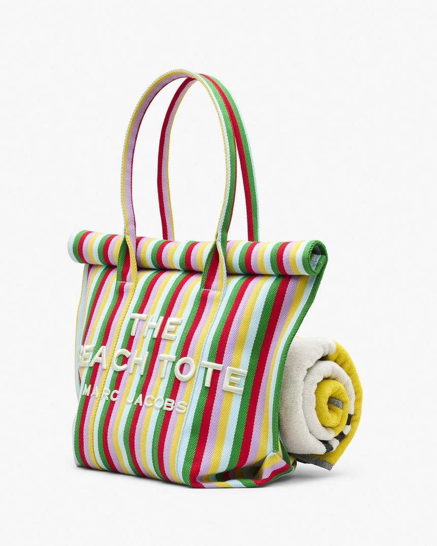 bolsa de praia listrada em jacquard