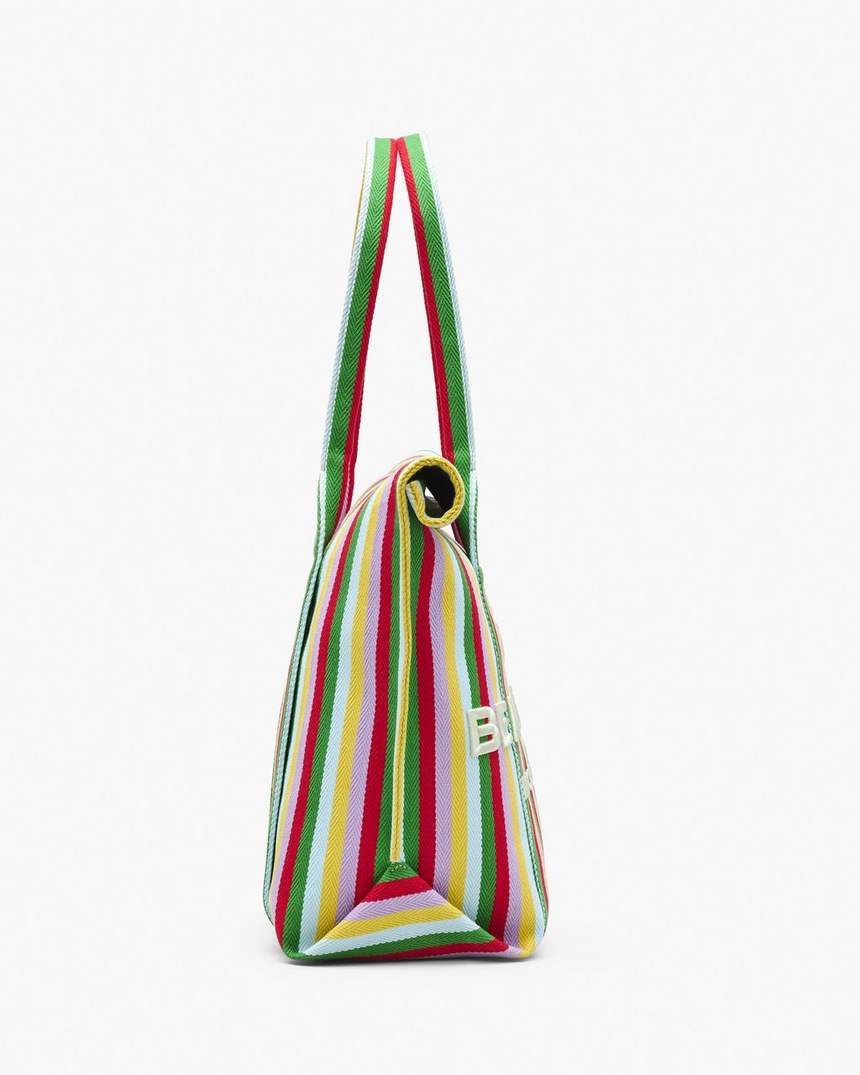 bolsa de praia listrada em jacquard