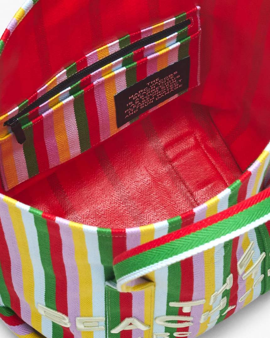 bolsa de praia listrada em jacquard
