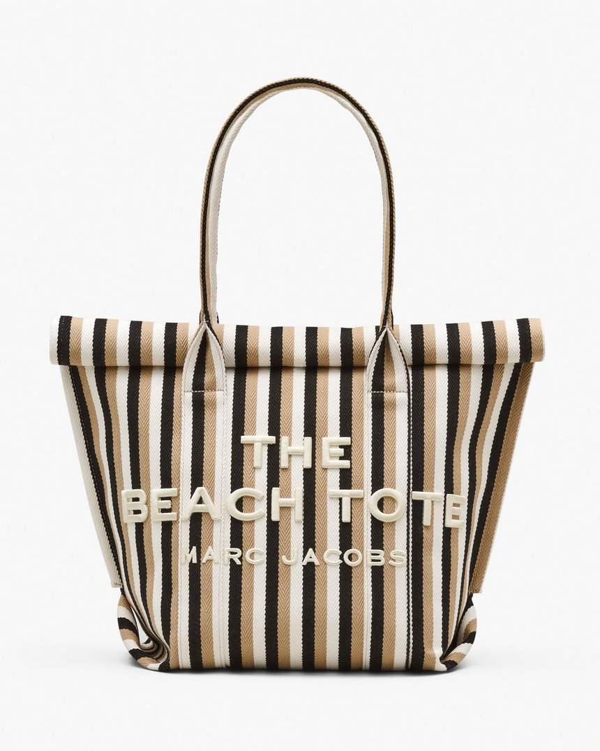 bolsa de praia listrada em jacquard