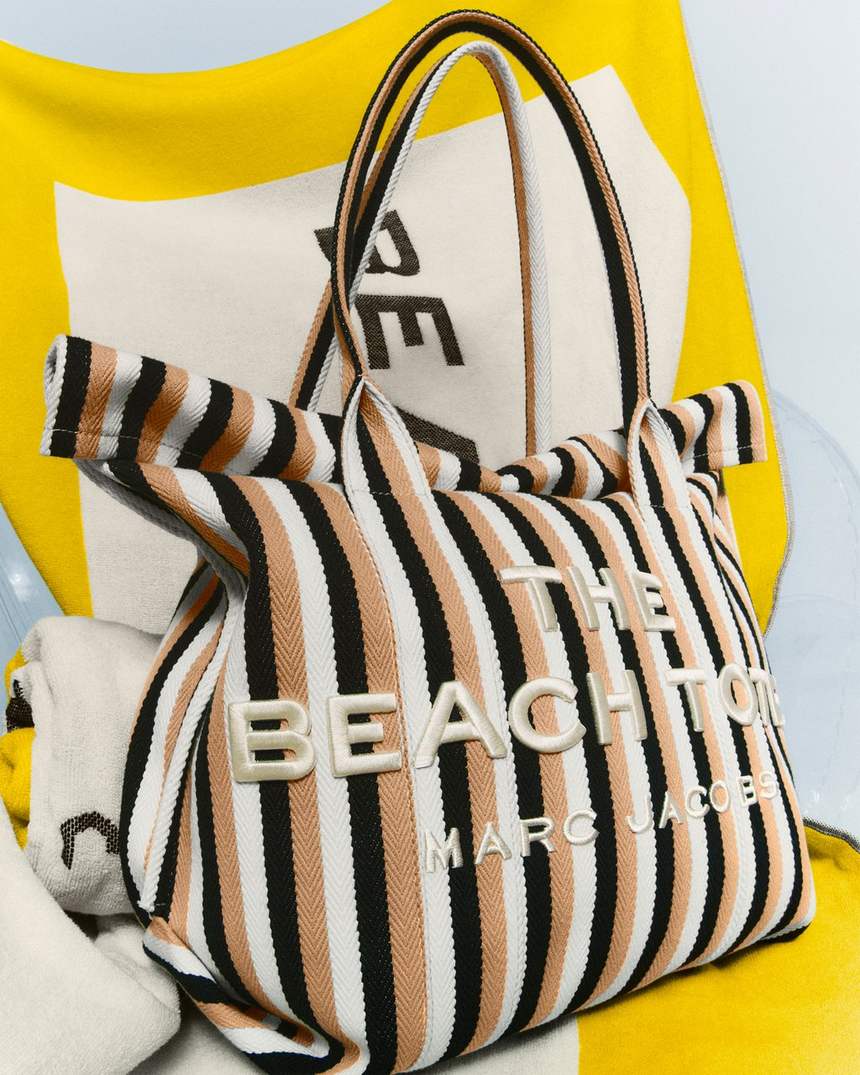 bolsa de praia listrada em jacquard