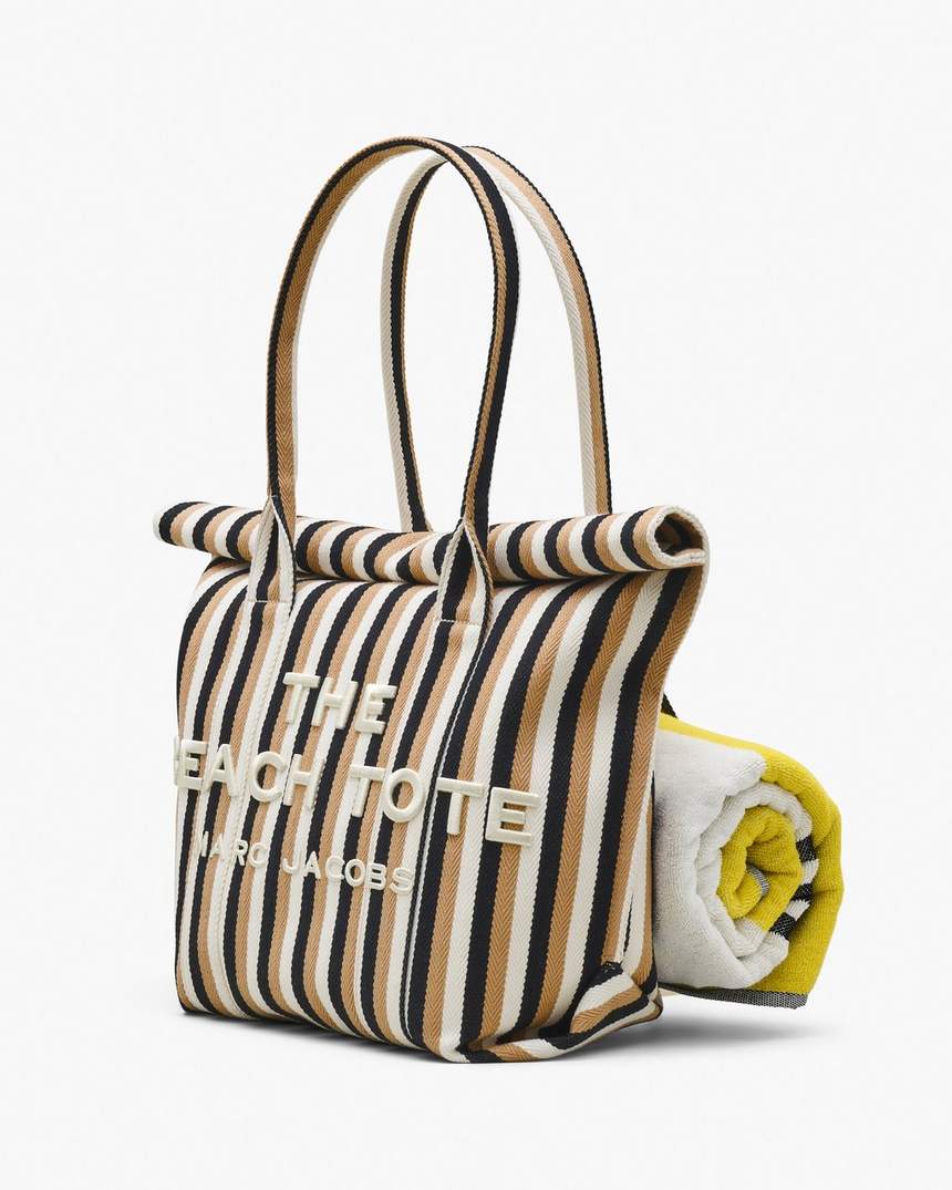 bolsa de praia listrada em jacquard