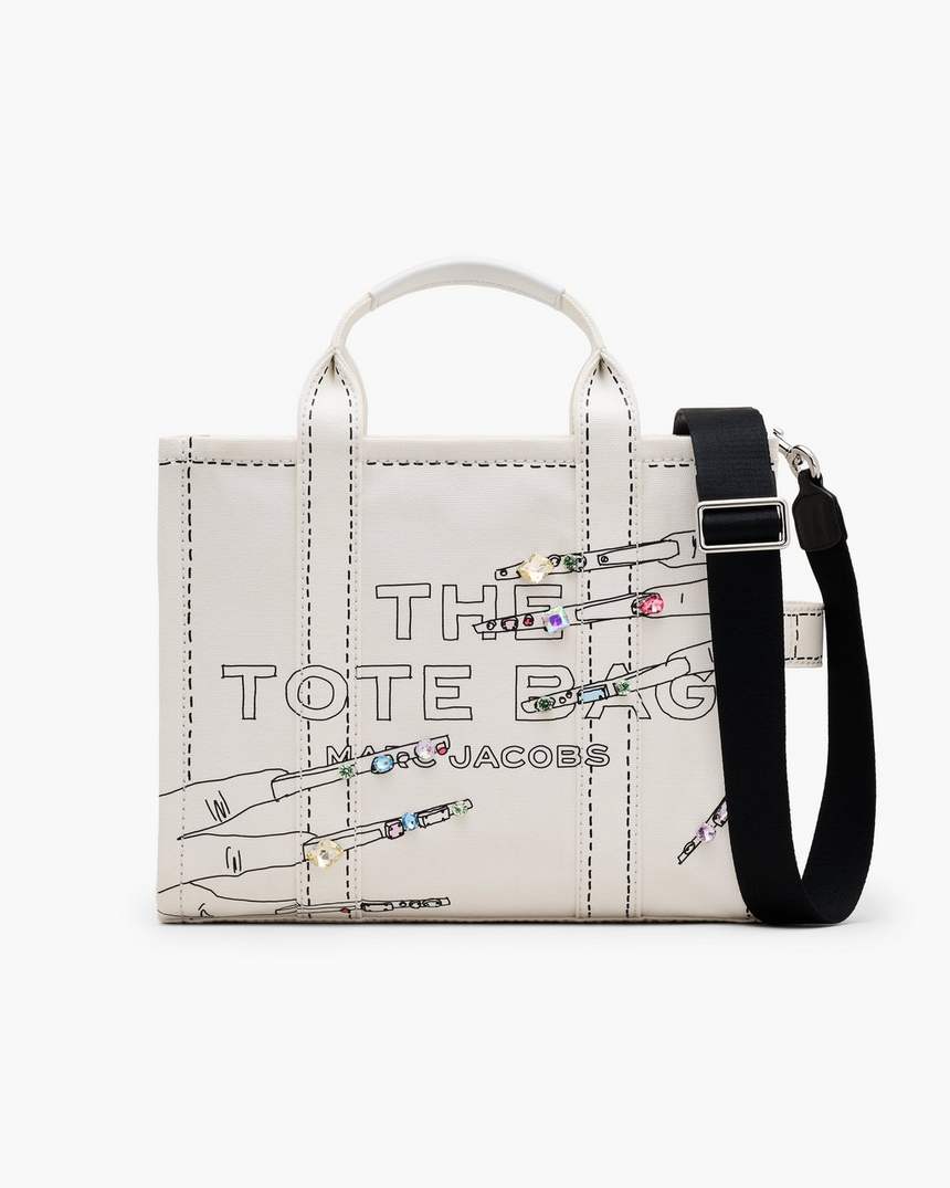 bolsa tote média de lona trompe loeil mani