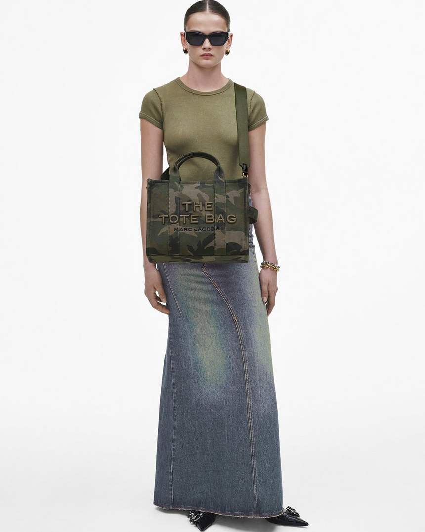 bolsa tote média camuflada em jacquard