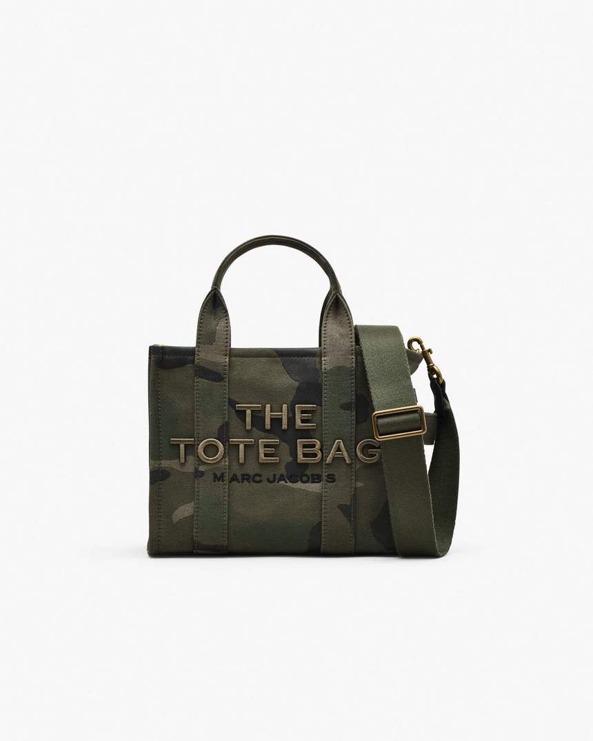 bolsa tote pequena camuflada em jacquard