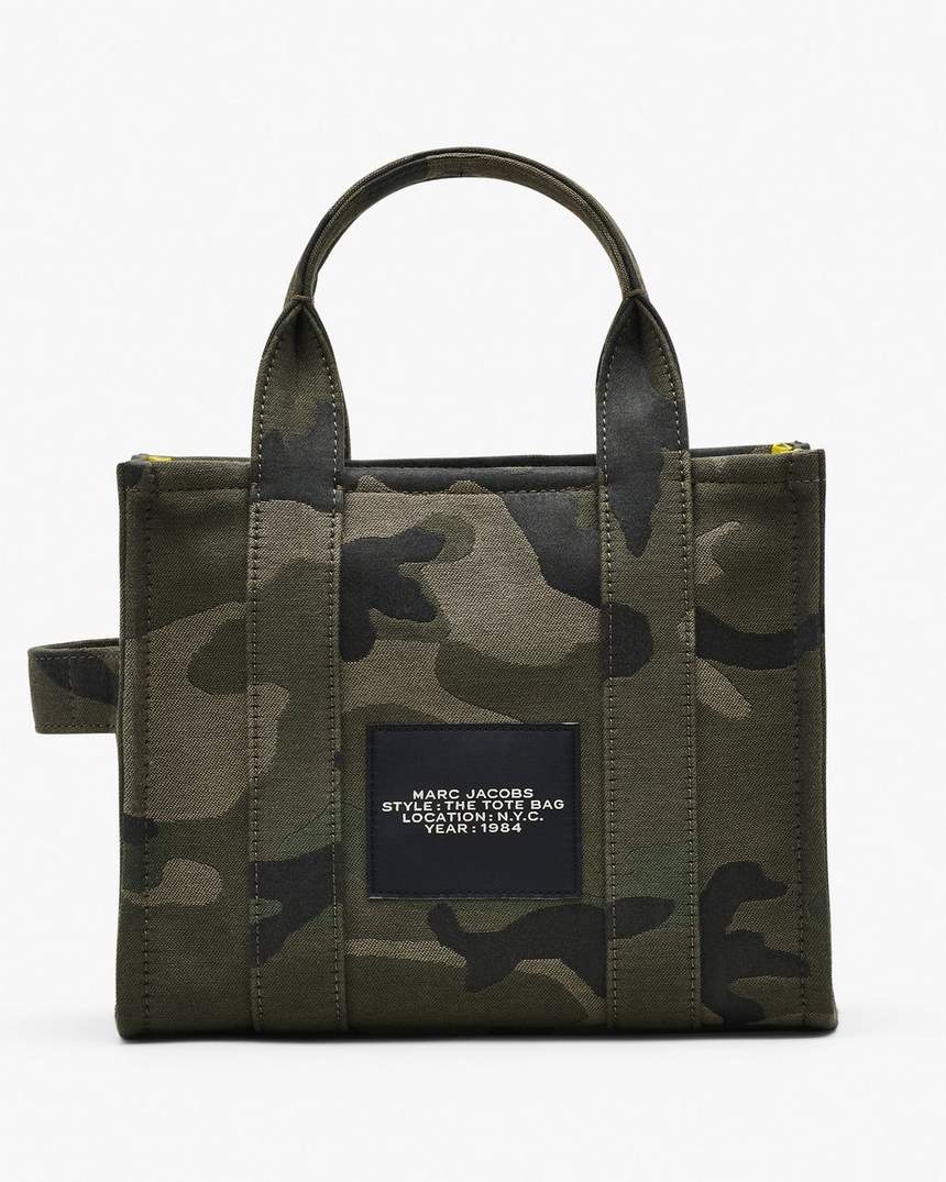 bolsa tote pequena camuflada em jacquard