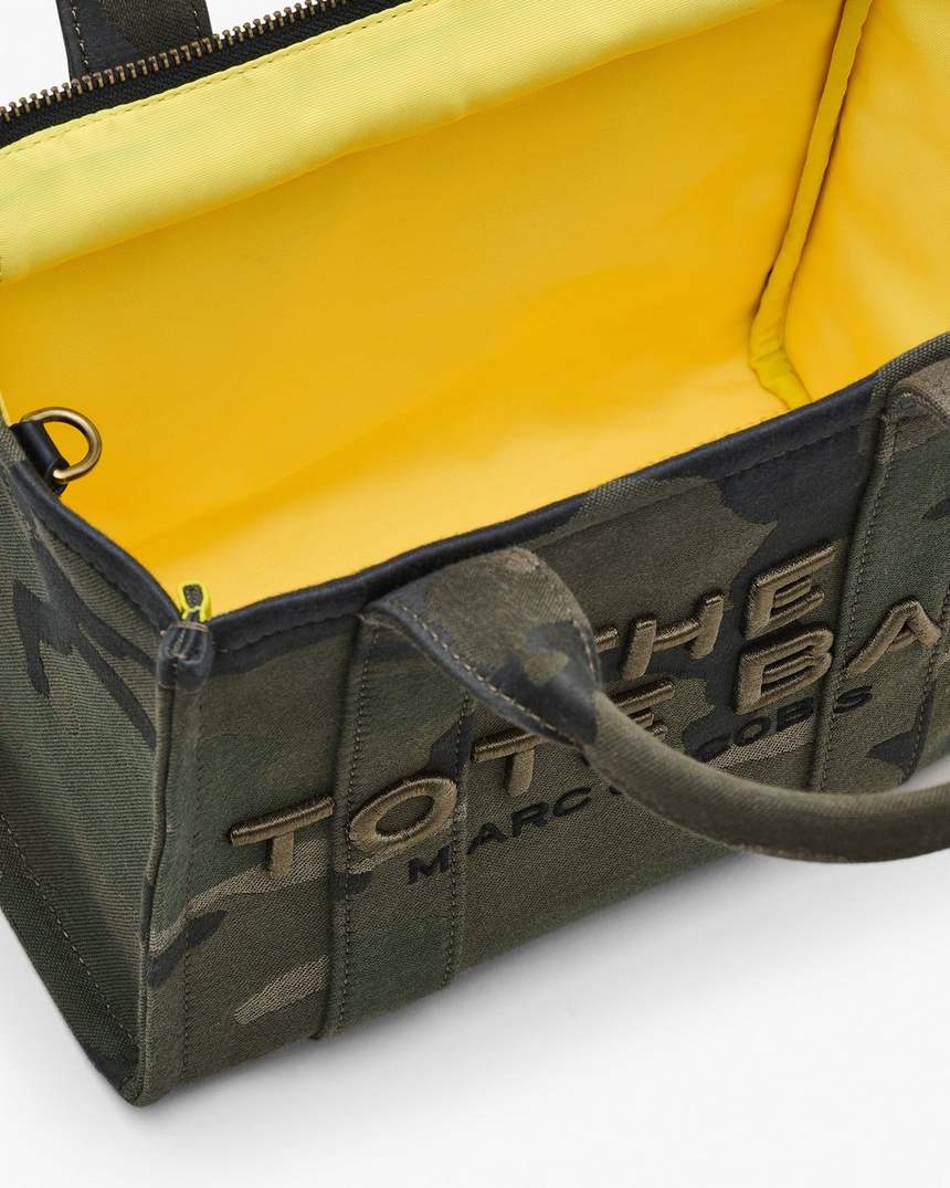 bolsa tote pequena camuflada em jacquard