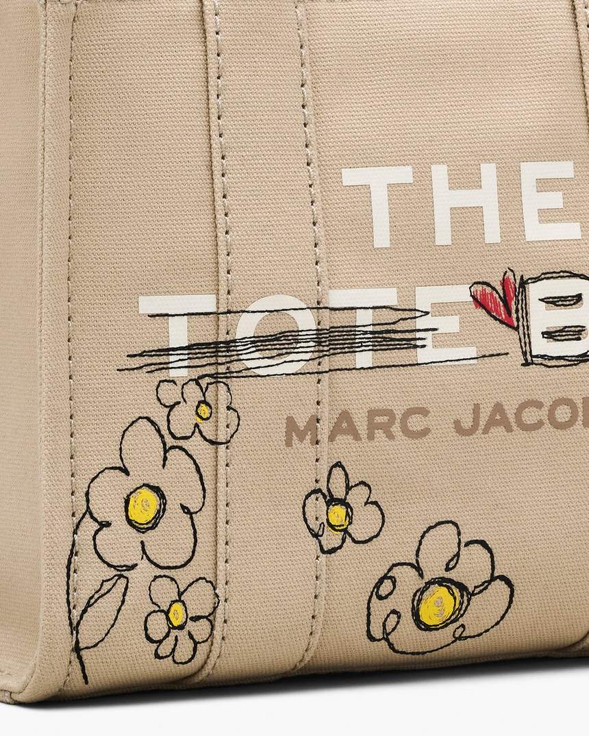 bolsa de lona pequena com estampa de margaridas