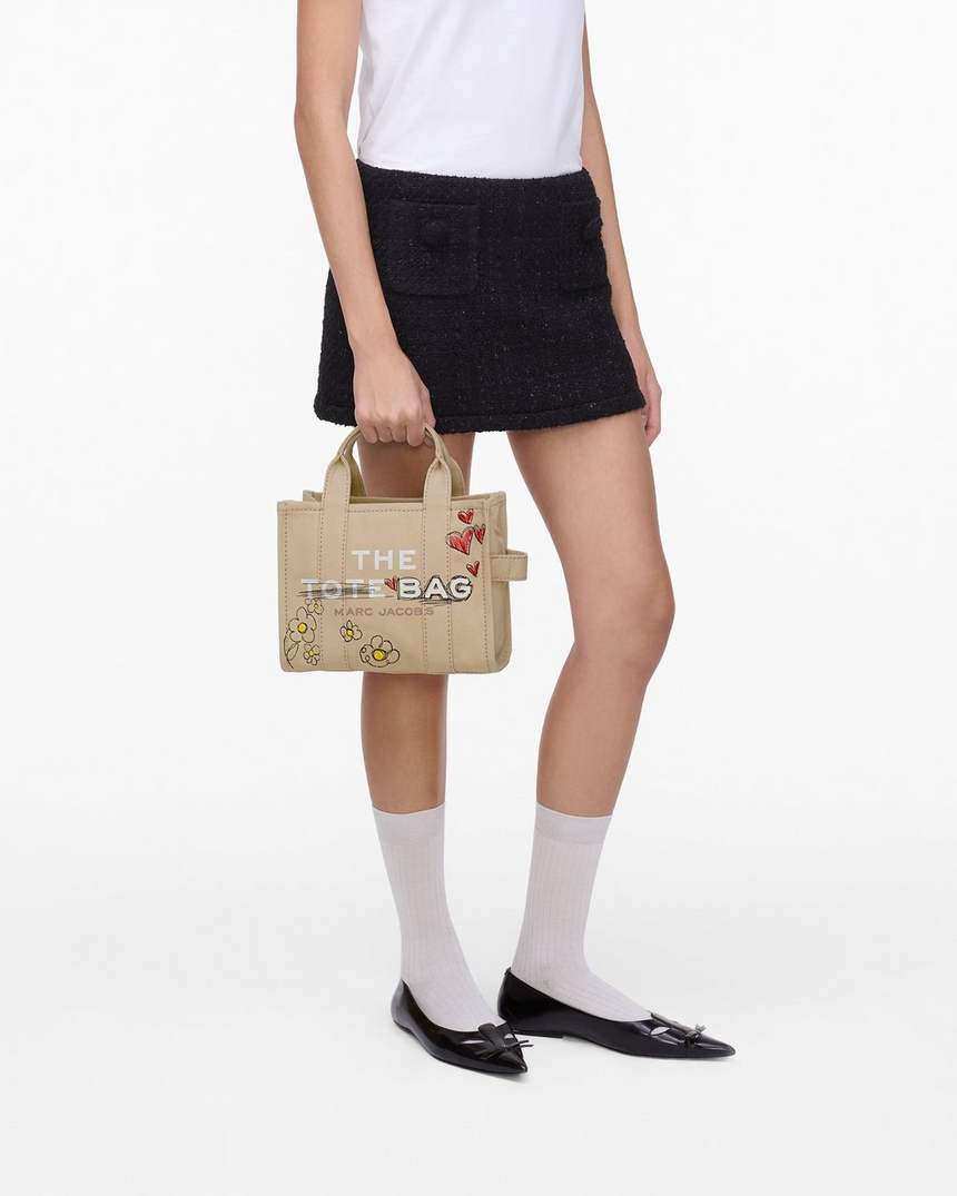 bolsa de lona pequena com estampa de margaridas