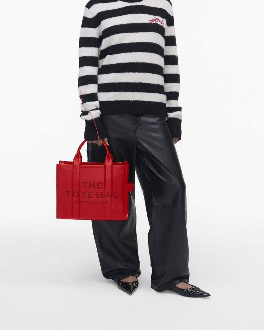bolsa tote média de couro