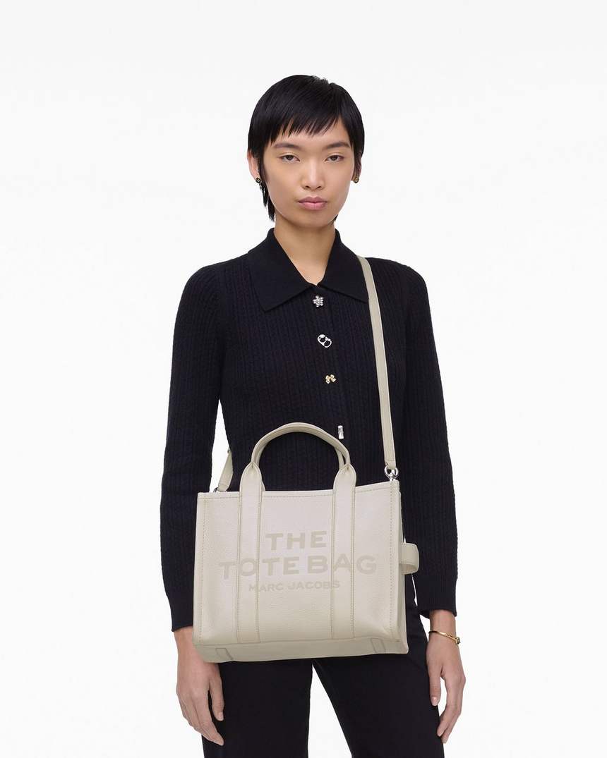 bolsa tote média de couro