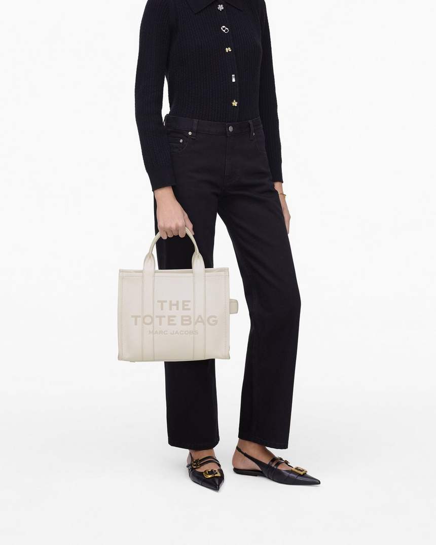 bolsa tote média de couro