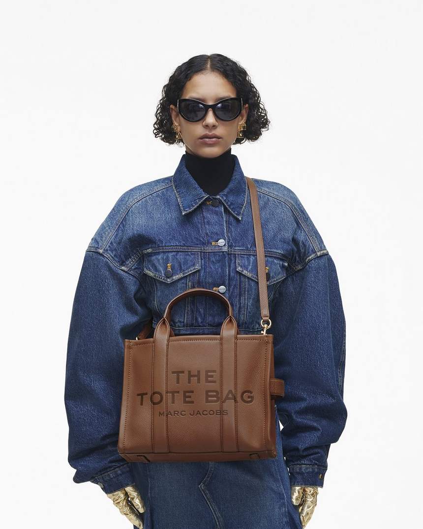 bolsa tote média de couro