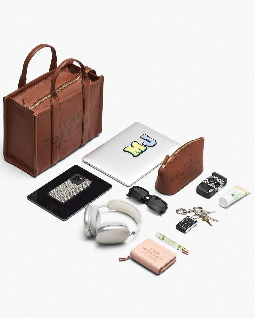 bolsa tote média de couro
