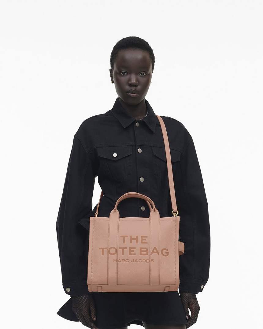 bolsa tote média de couro