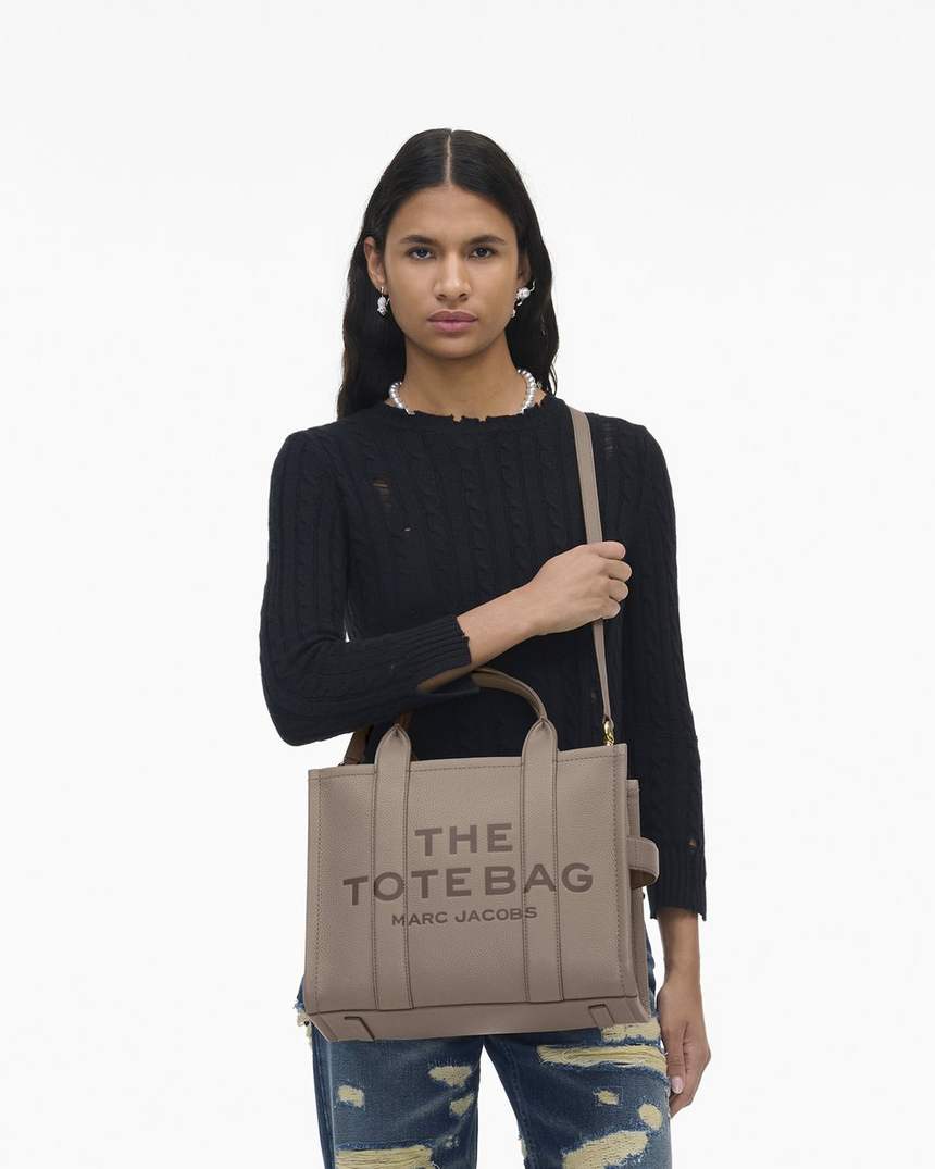 bolsa tote média de couro