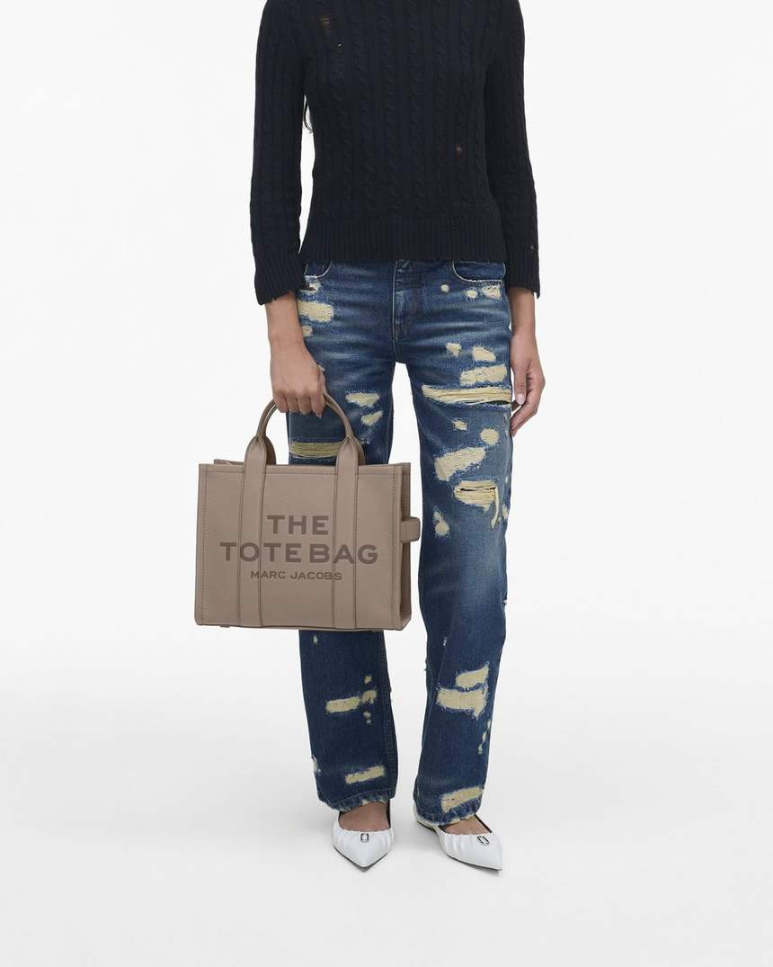 bolsa tote média de couro