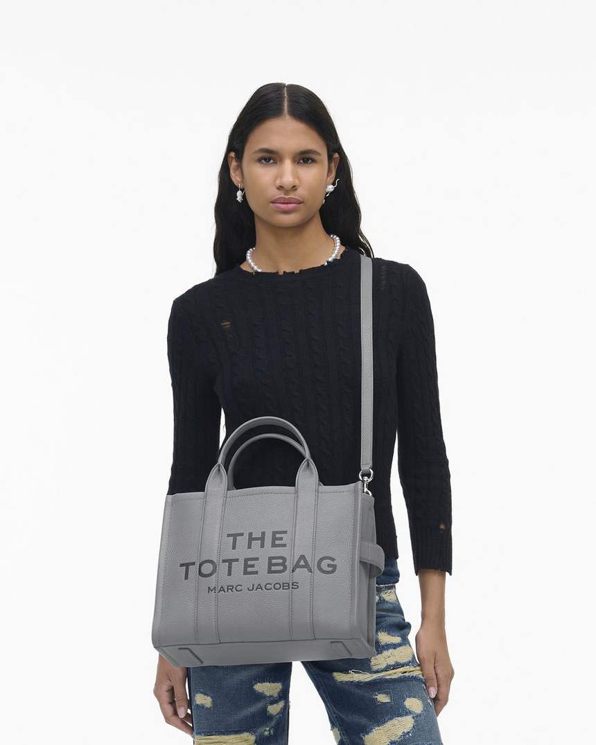 bolsa tote média de couro
