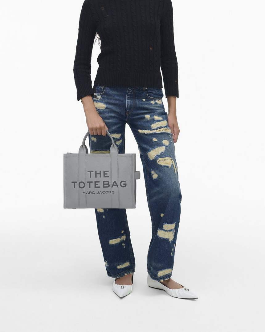 bolsa tote média de couro