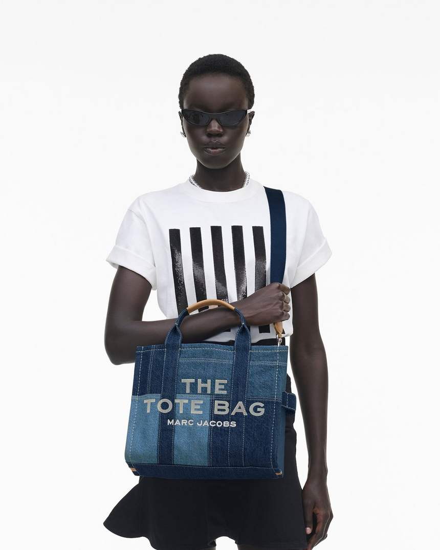 bolsa tote média em jeans