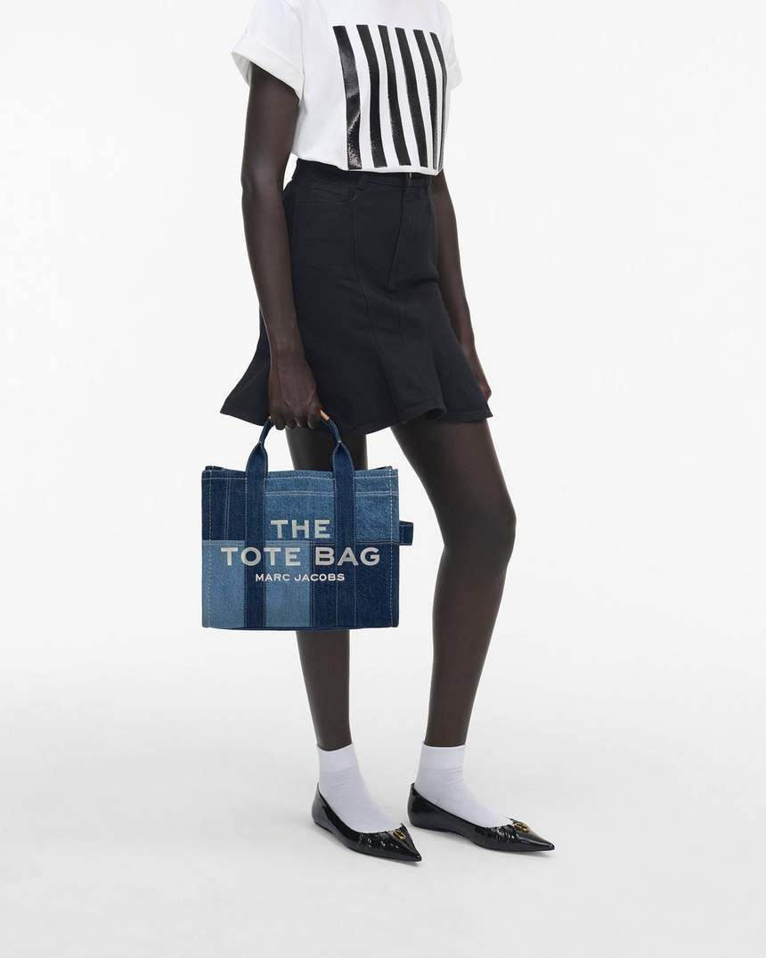 bolsa tote média em jeans